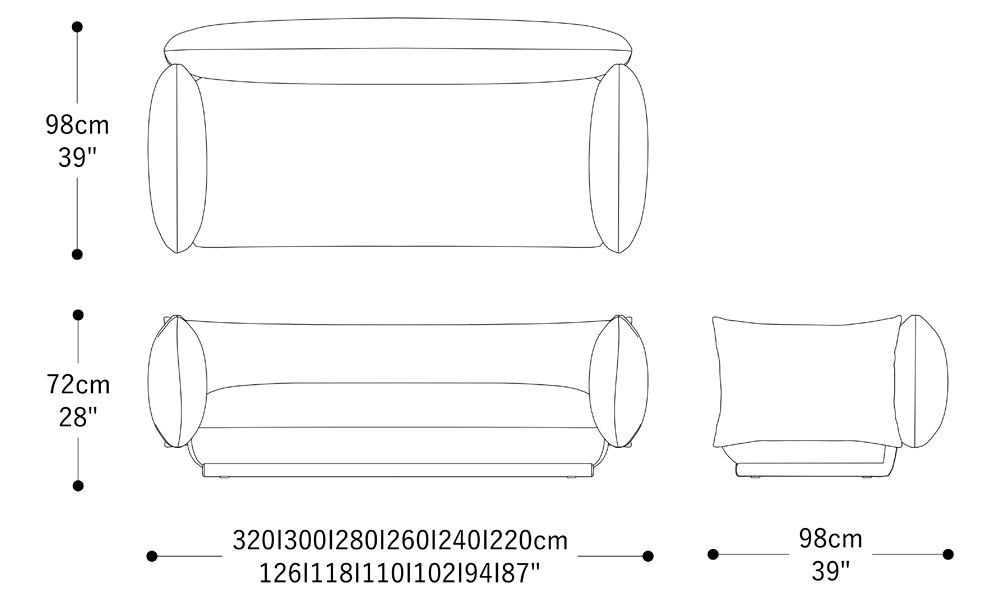 Image of the main dimensions of the product